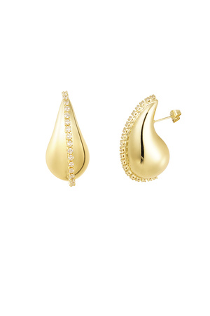 Drop earring with stones - gold h5 