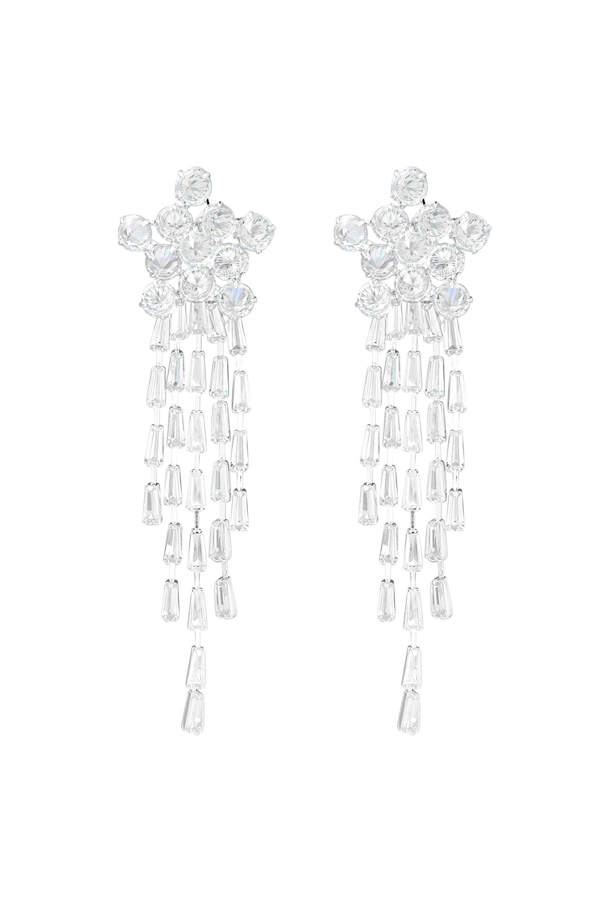 Boucles d'oreilles étoile scintillante argent - zircon cuivre 