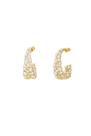 Earrings sparkly half moon gold - zircon copper h5 