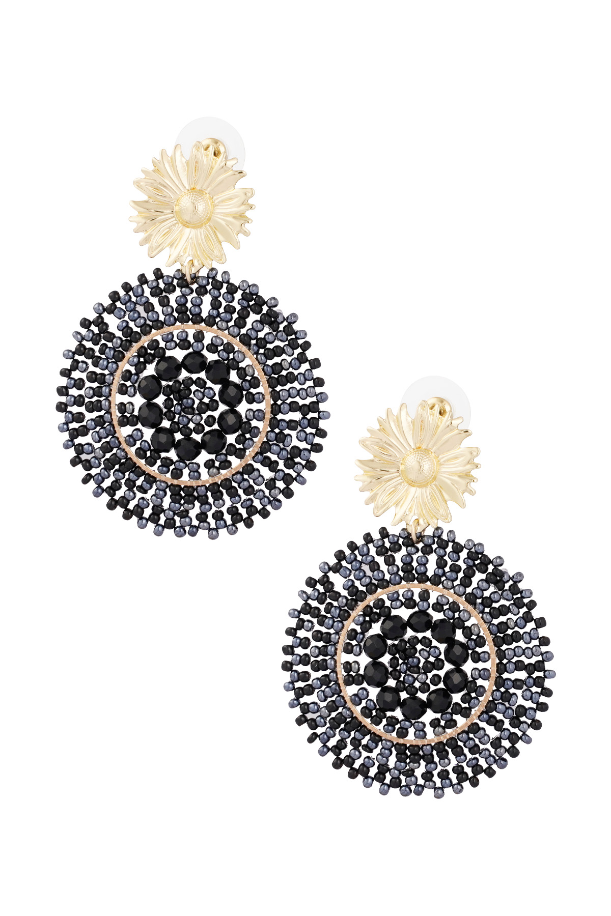 Earrings vivid glass beads - black