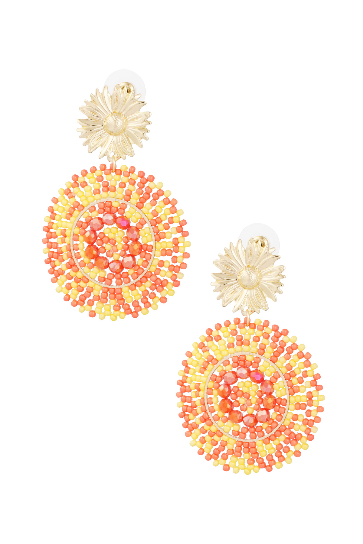 Boucles d'oreilles perles de verre vives - orange