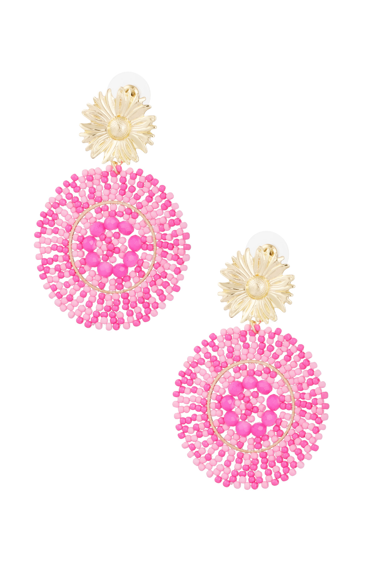 Earrings vivid glass beads - pink