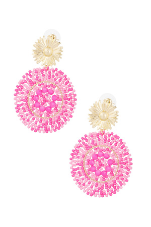 Boucles d'oreilles perles de verre vives - rose h5 
