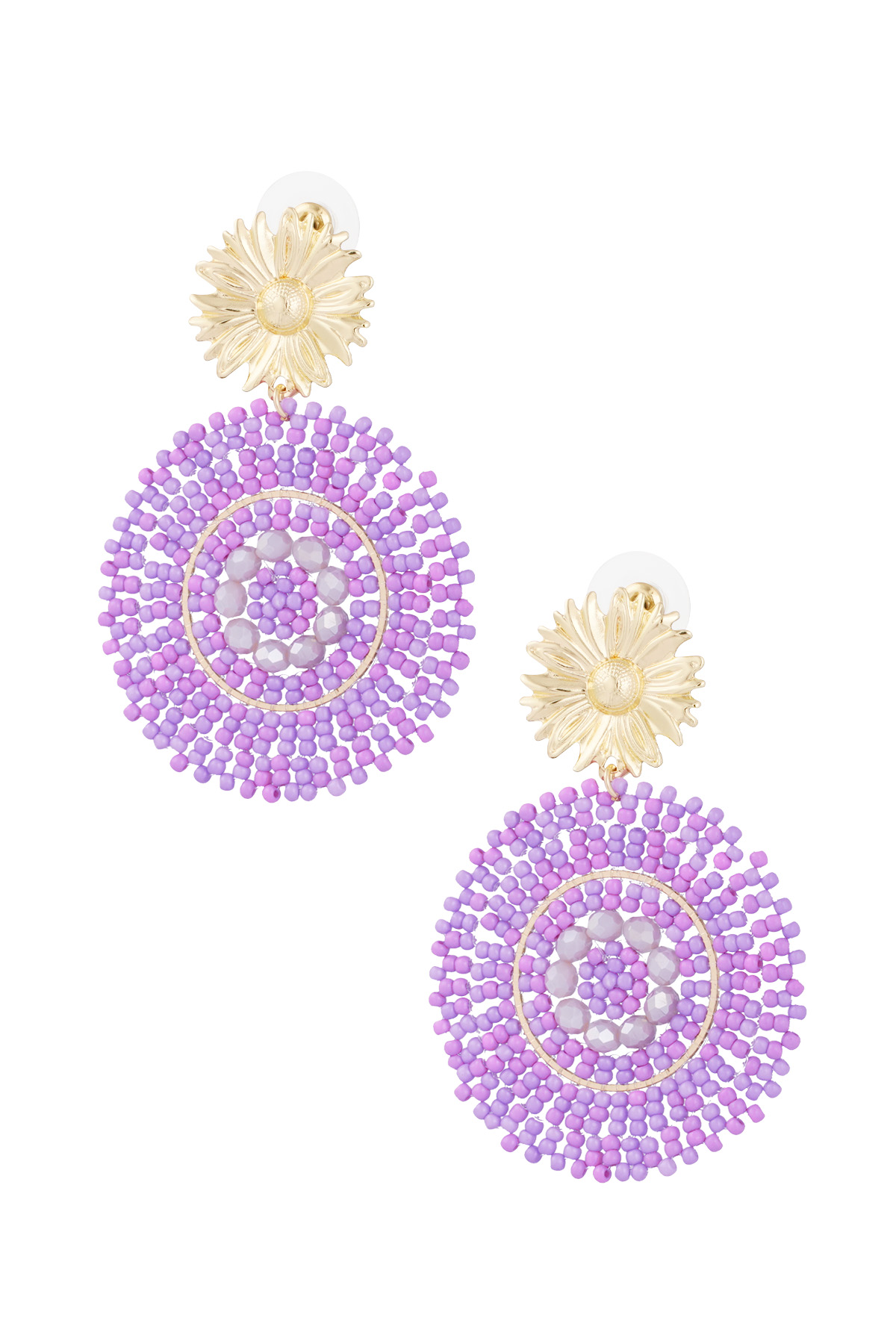 Boucles d'oreilles perles de verre vives - violet 