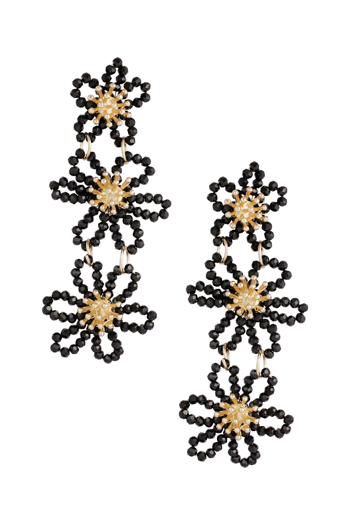 Flower party statement earrings - black 