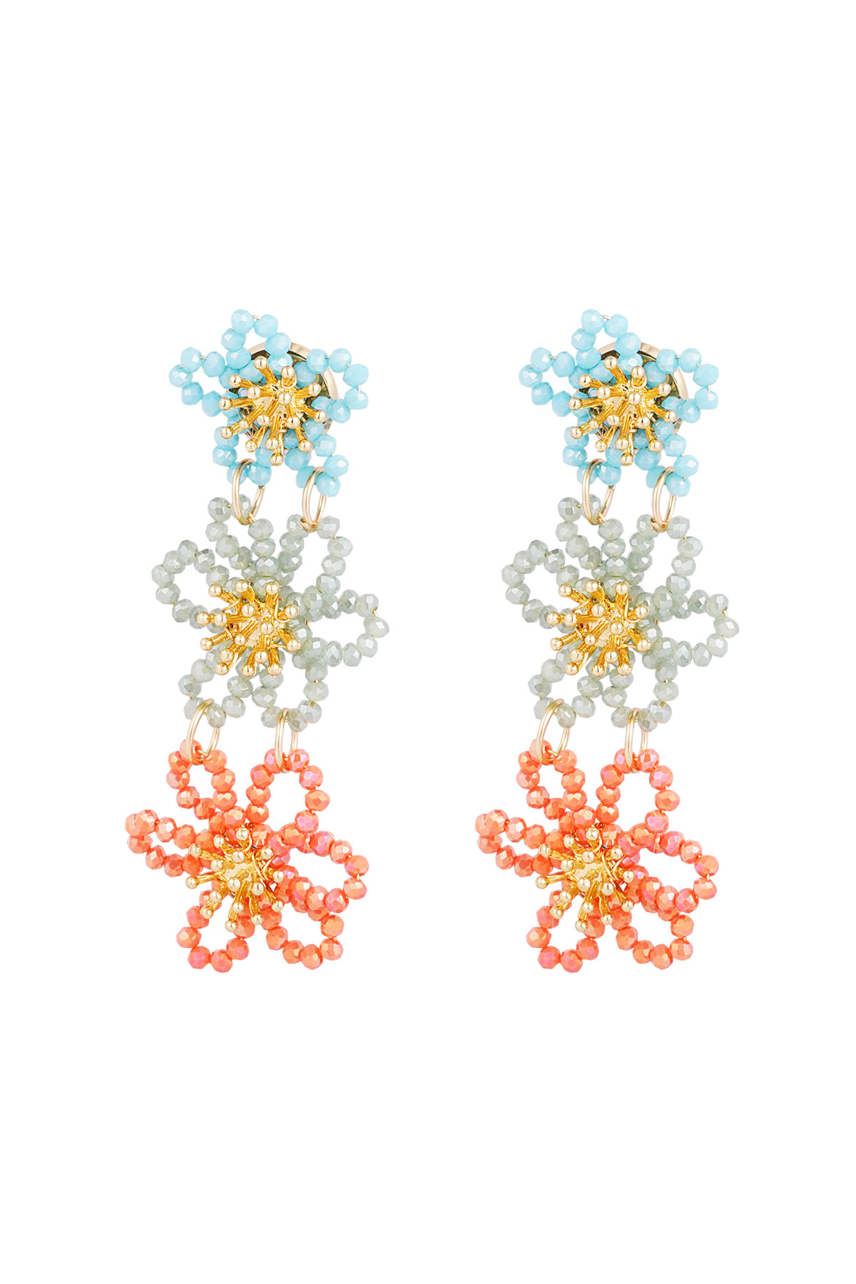 Flower party statement earrings - multi