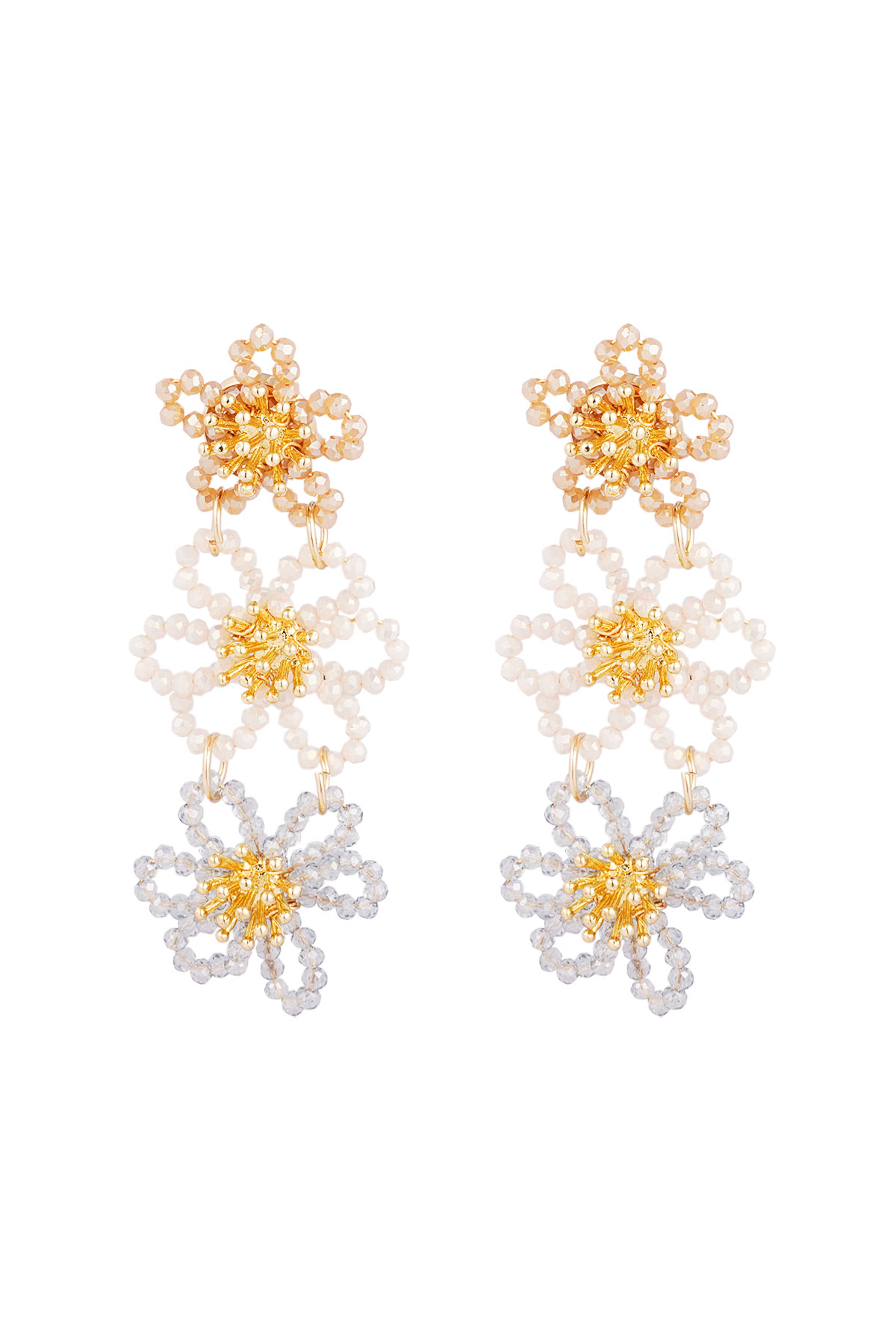 Flower party statement earrings - beige 