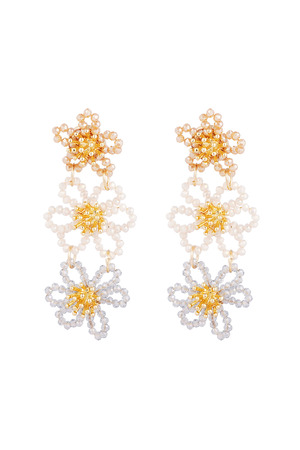 Flower party statement earrings - beige  h5 