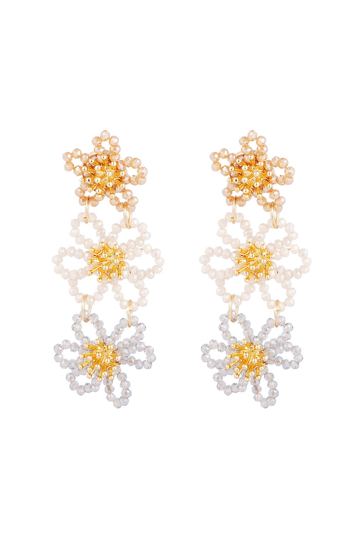 Flower party statement earrings - beige  