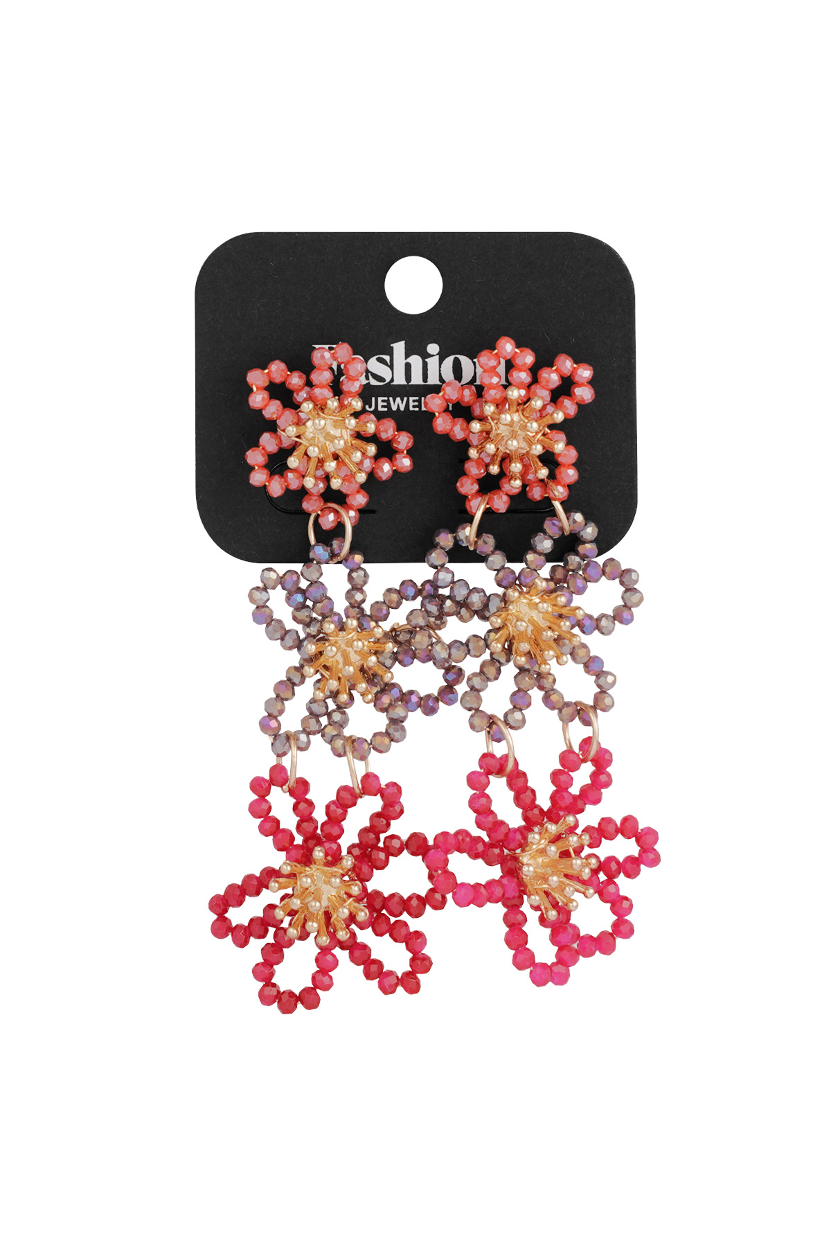 Statement-Ohrringe „Flower Party“ – Orange-Pink Bild5