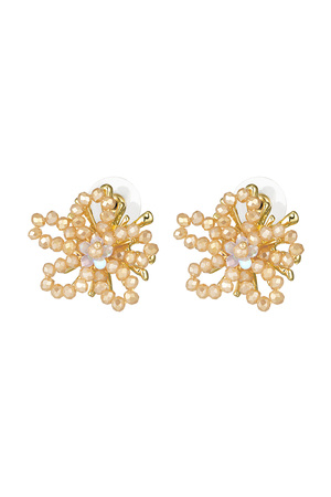 Beaded flower earrings - beige  h5 