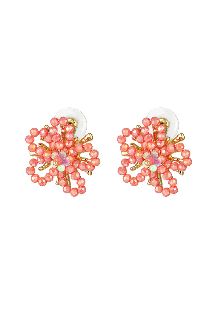 Beaded flower earrings - orange  