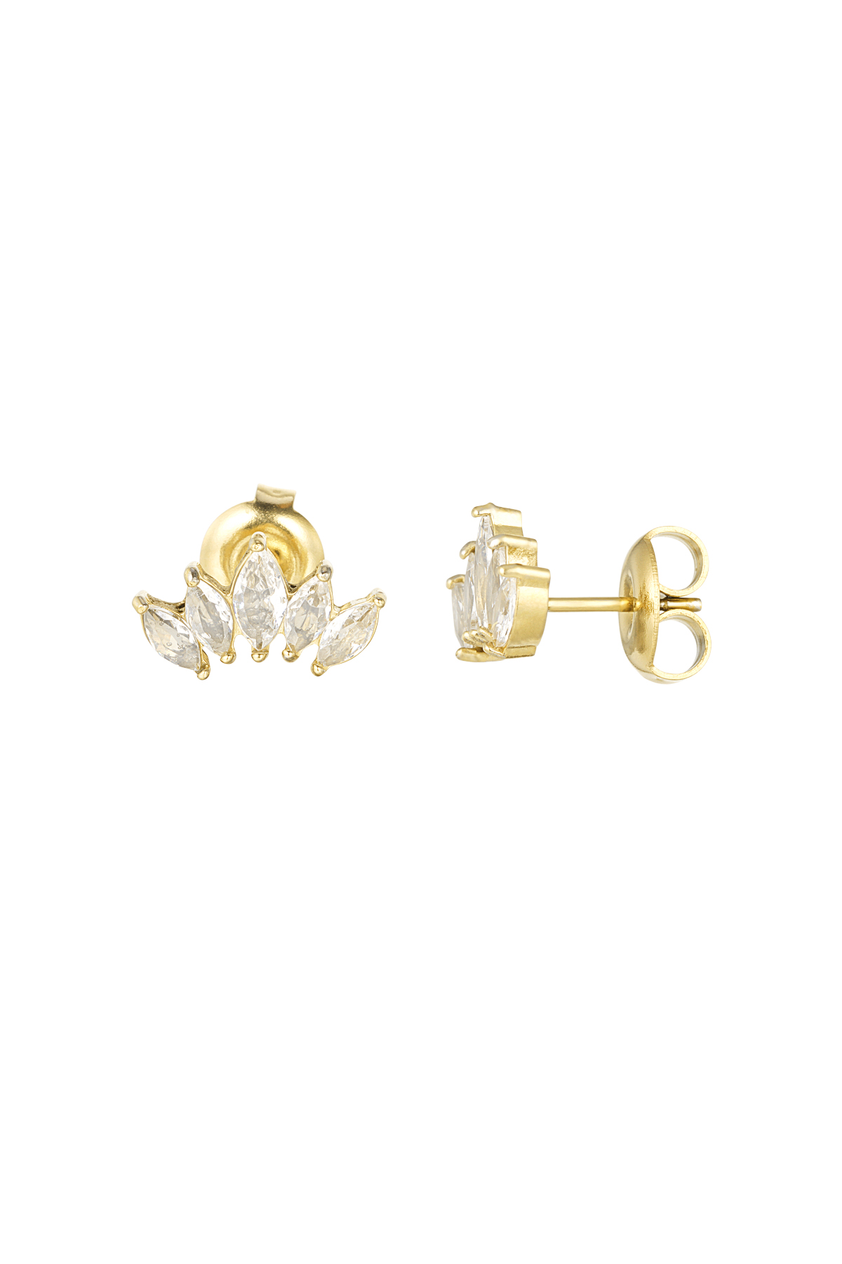 Studs with five diamonds - gold 