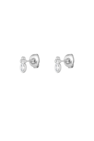 Stud earrings vintage look with stones - silver h5 