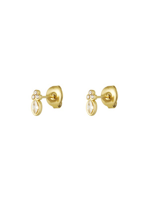 Stud earrings vintage look with stones - gold h5 