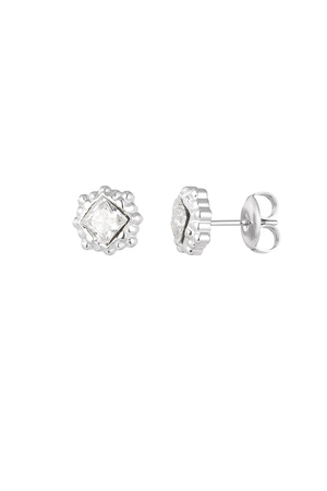 Structured and diamond studs - silver h5 