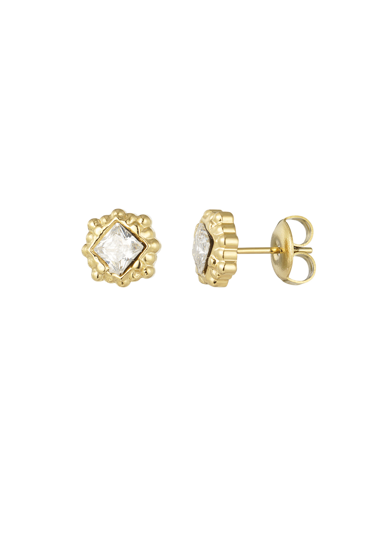 Structured and diamond studs - gold 