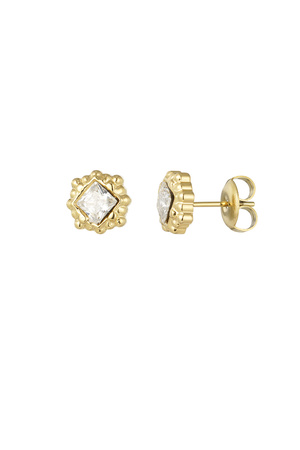 Structured and diamond studs - gold  h5 