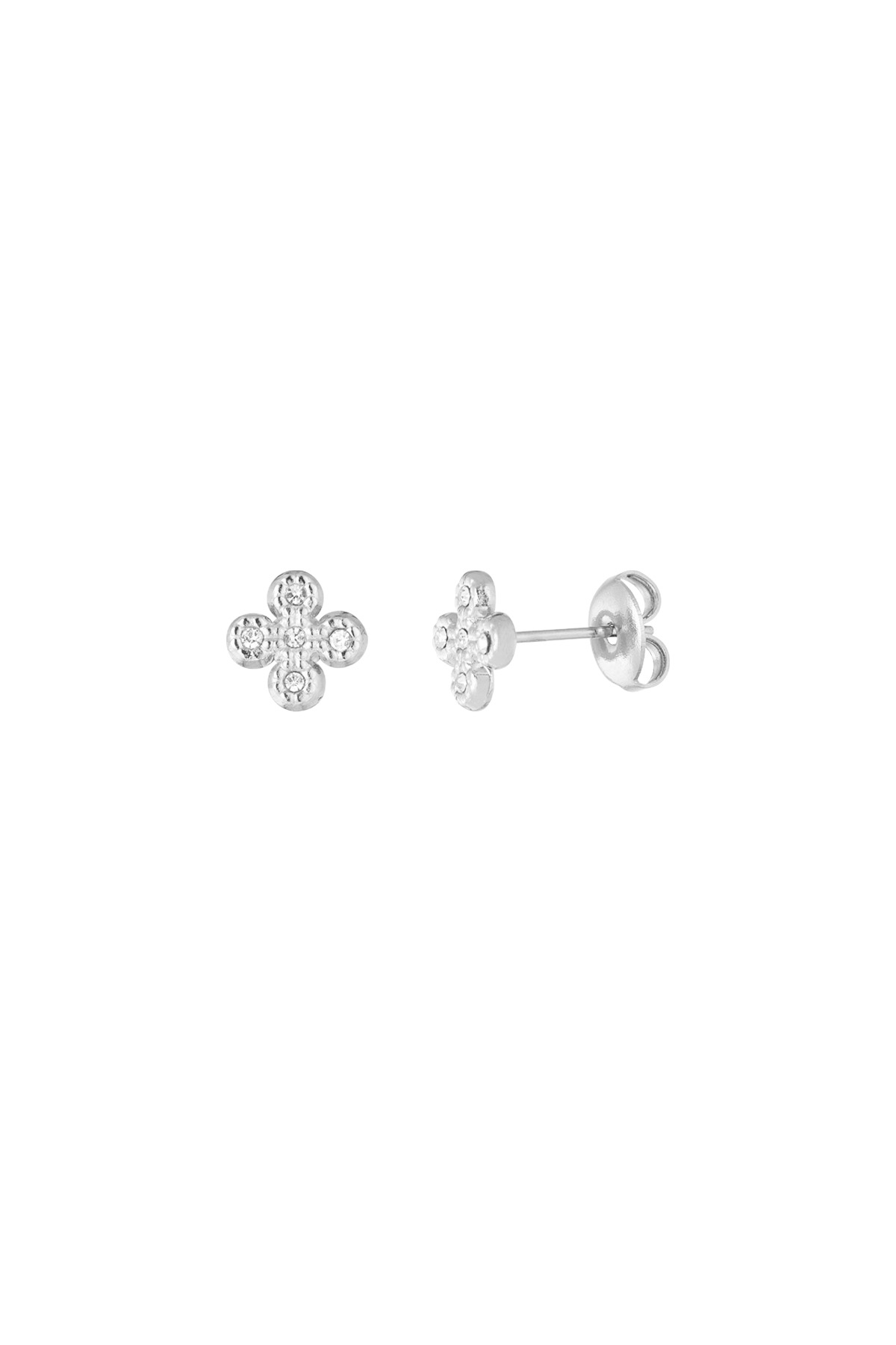 Kleeblatt-Ohrringe mit Steinen – Silber