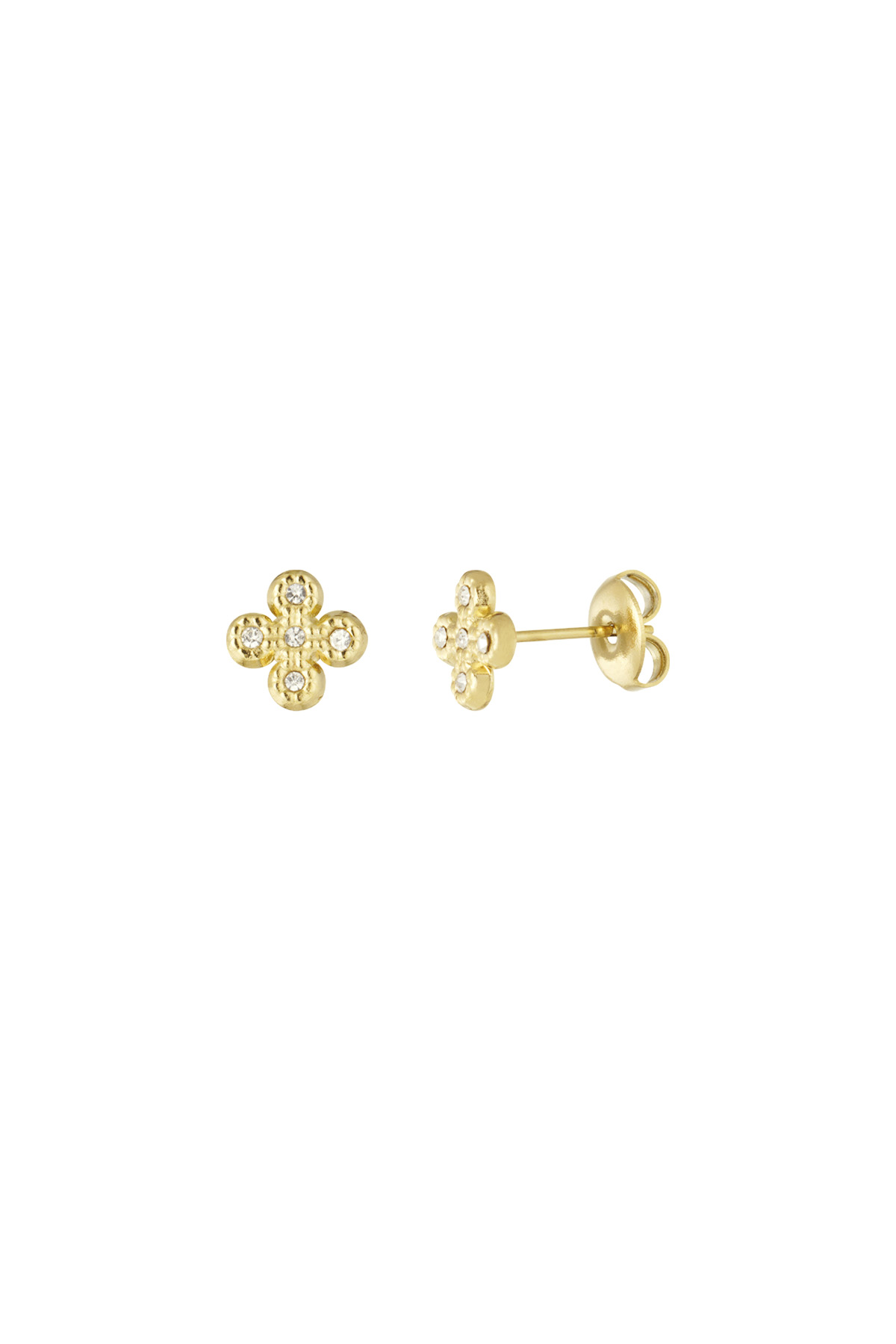 Kleeblatt-Ohrringe mit Steinen – Gold