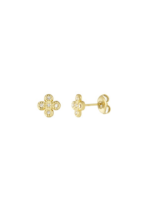 Clover earrings with stones - gold h5 