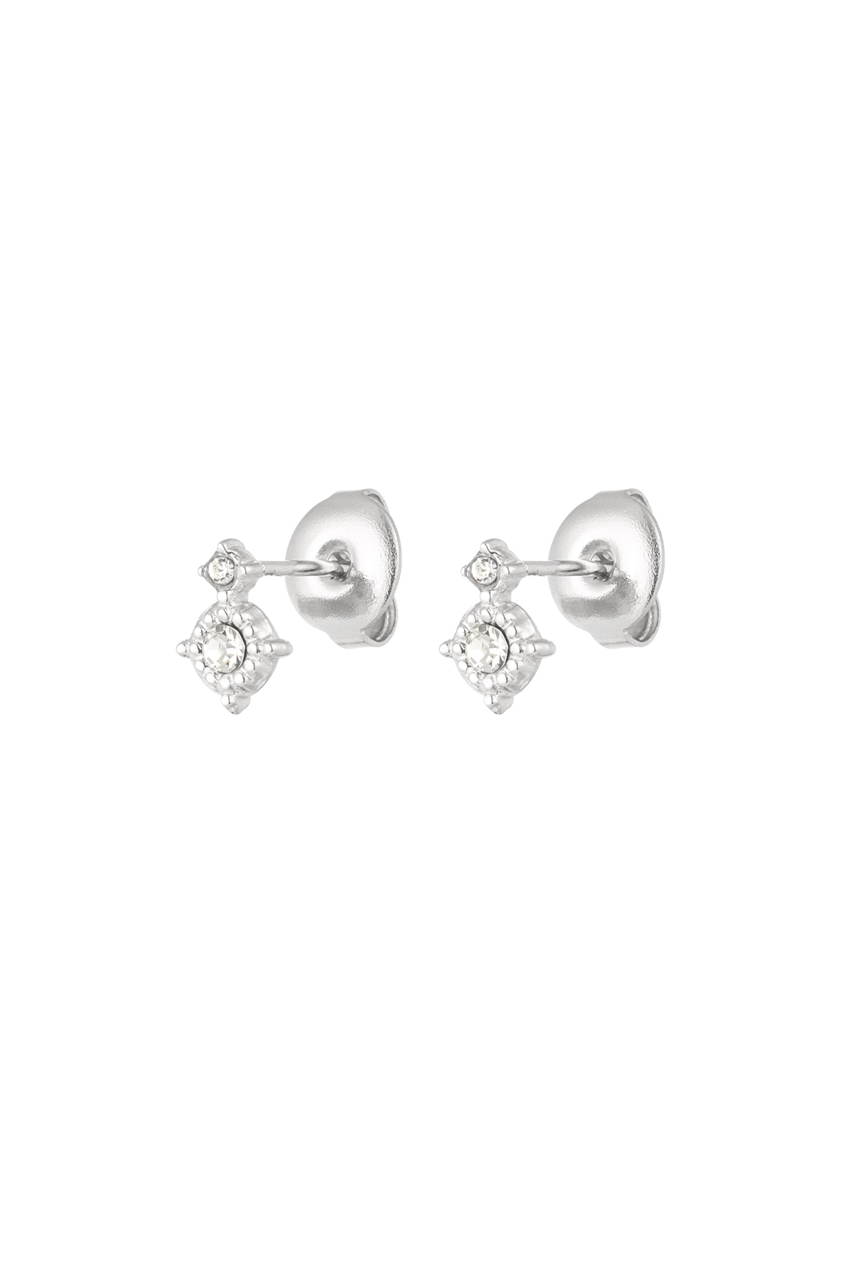 Schicker Ohrring mit doppelten Strasssteinen – Silber
