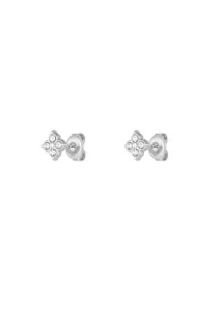 Sparkle stud earrings with stones - silver h5 