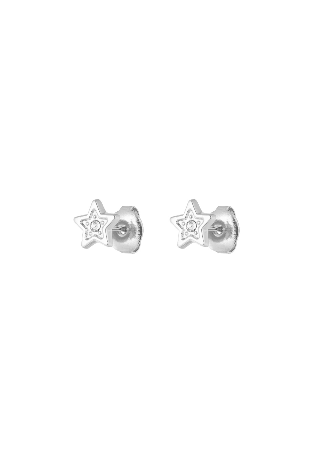Star earring with stone - silver