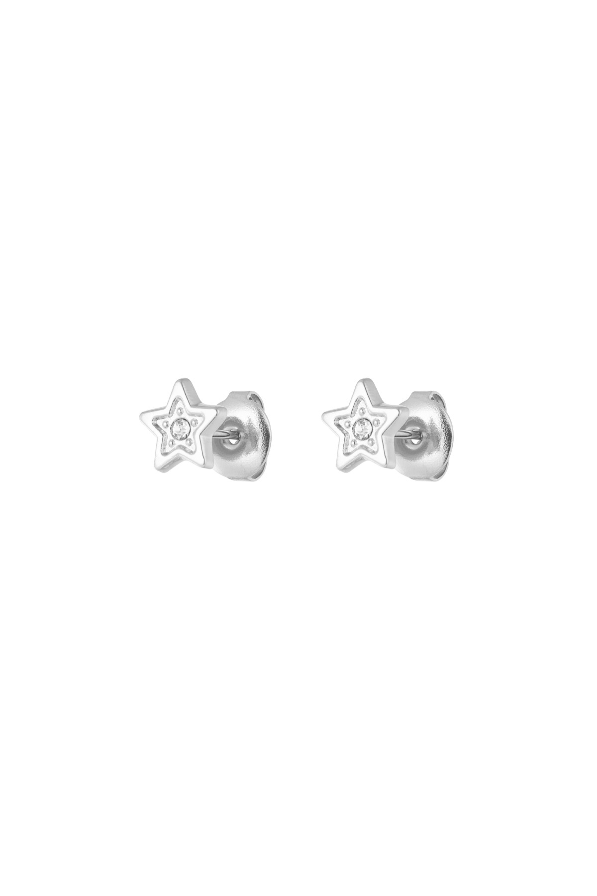 Star earring with stone - silver 