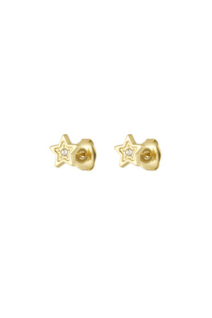 Star earring with stone - gold h5 
