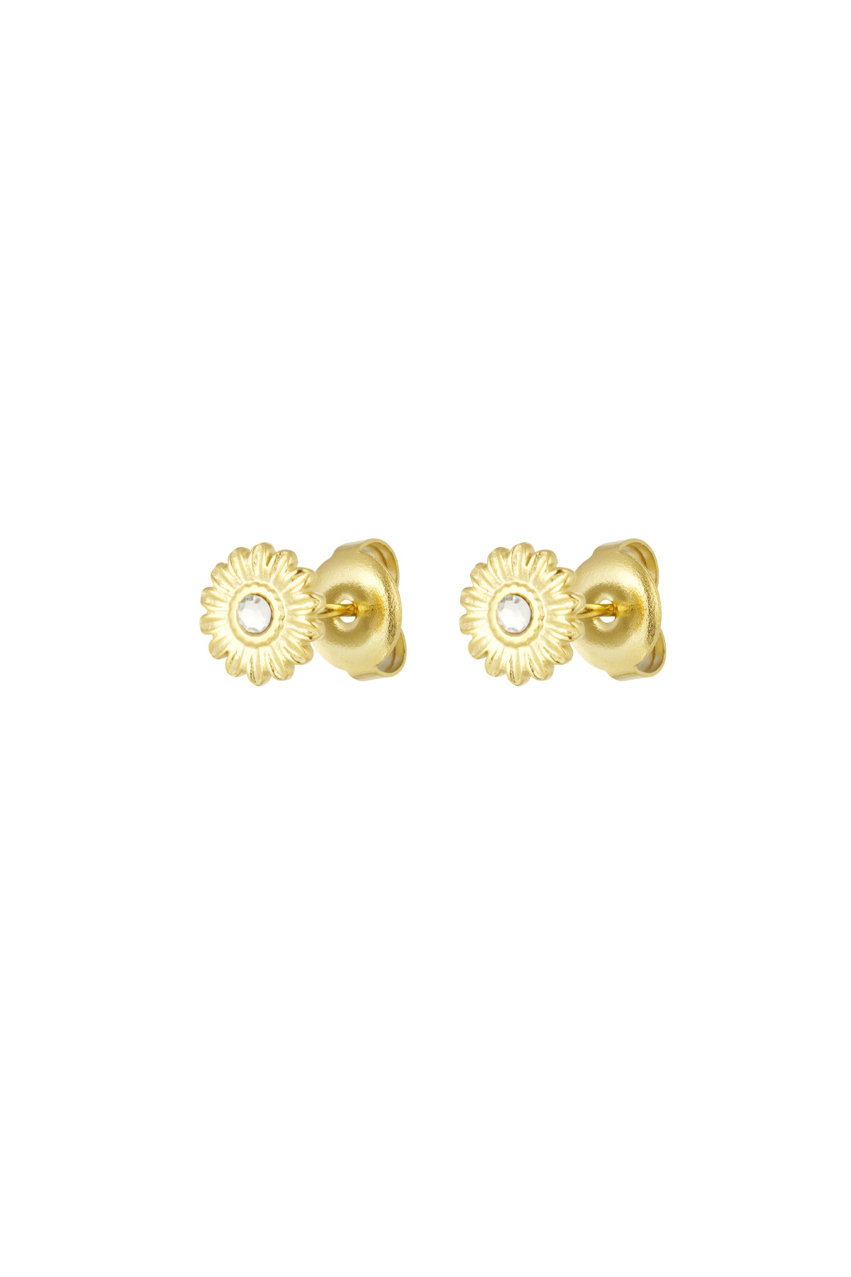 Gänseblümchen-Ohrring mit Stein – Gold