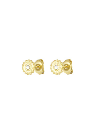 Daisy earring with stone - gold h5 