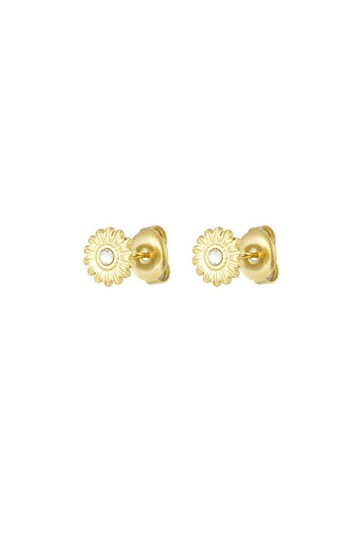 Daisy earring with stone - gold 