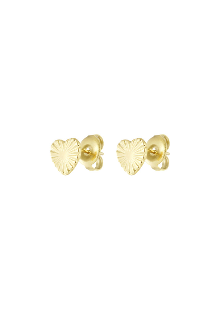 Heart shaped earrings with pattern - gold 