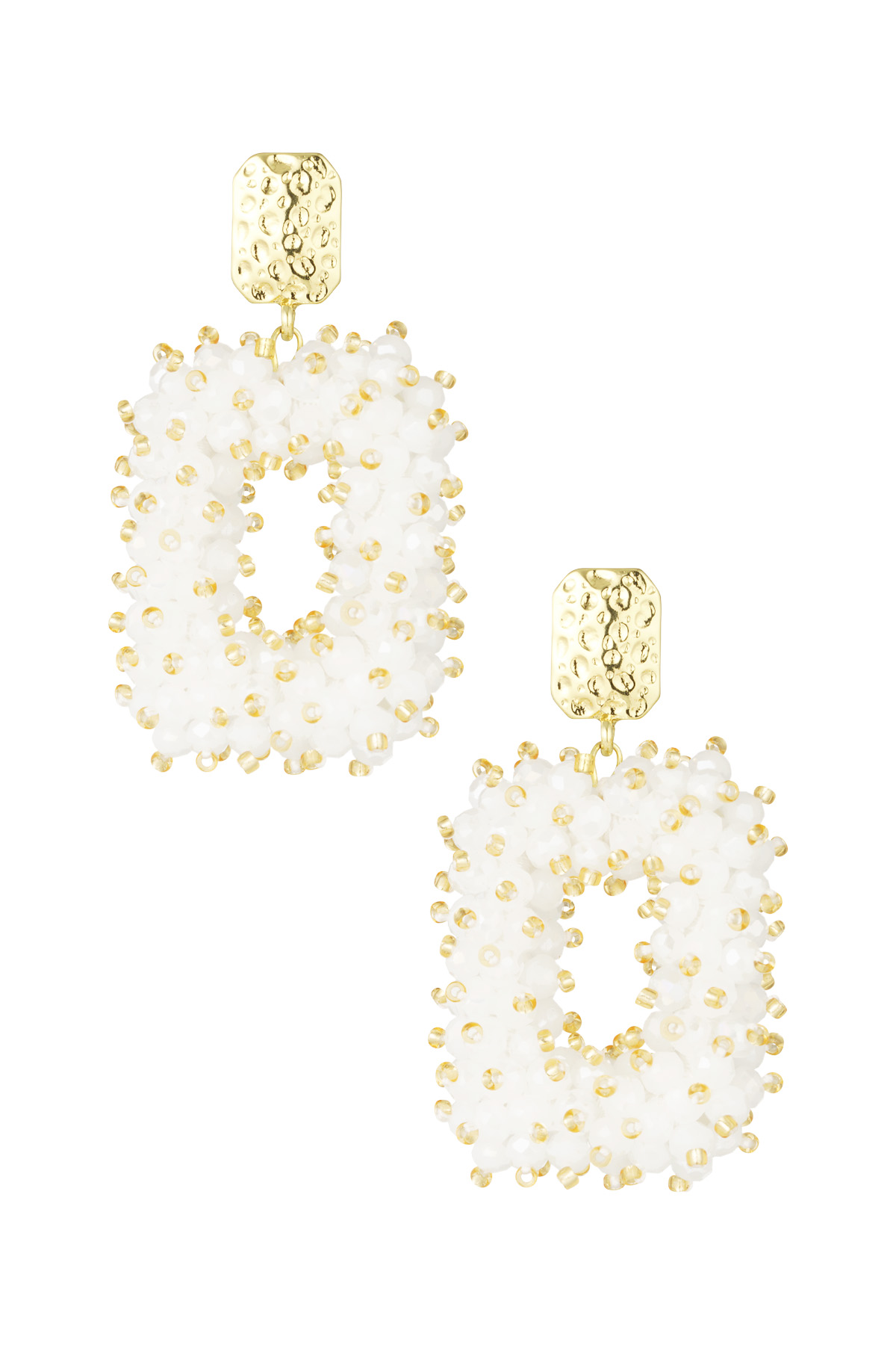 Glitter nights statement earrings - white gold  