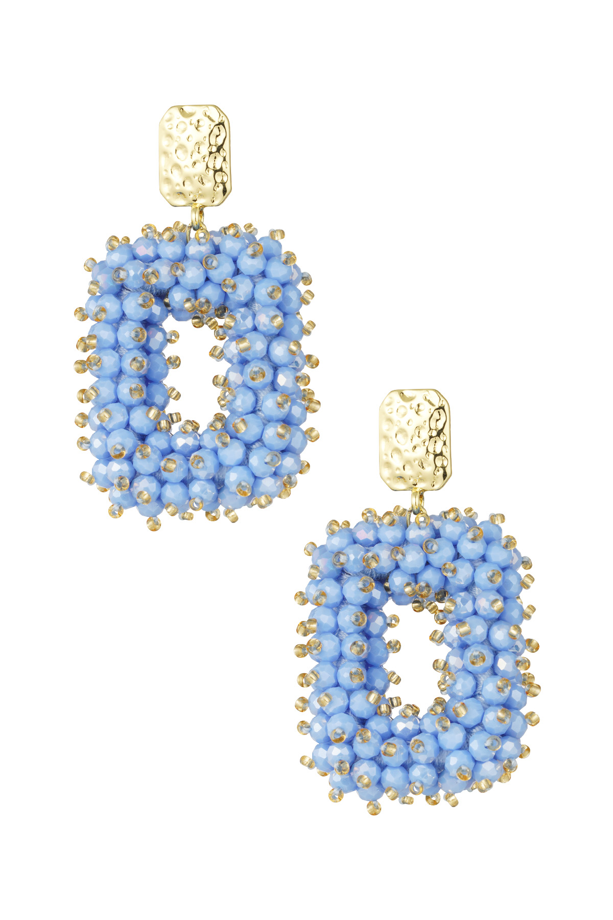 Glitter nights statement earrings - blue/gold 