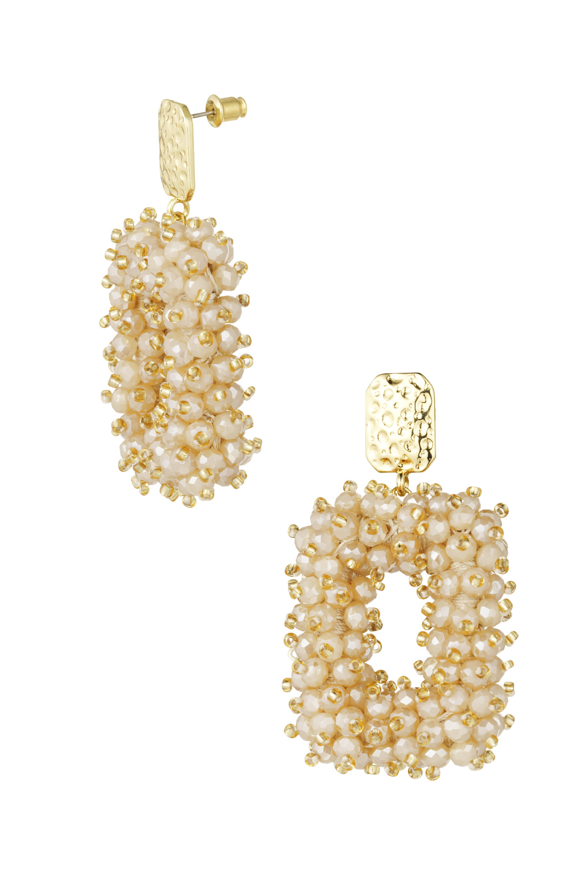 Glitter nights statement earrings - beige 