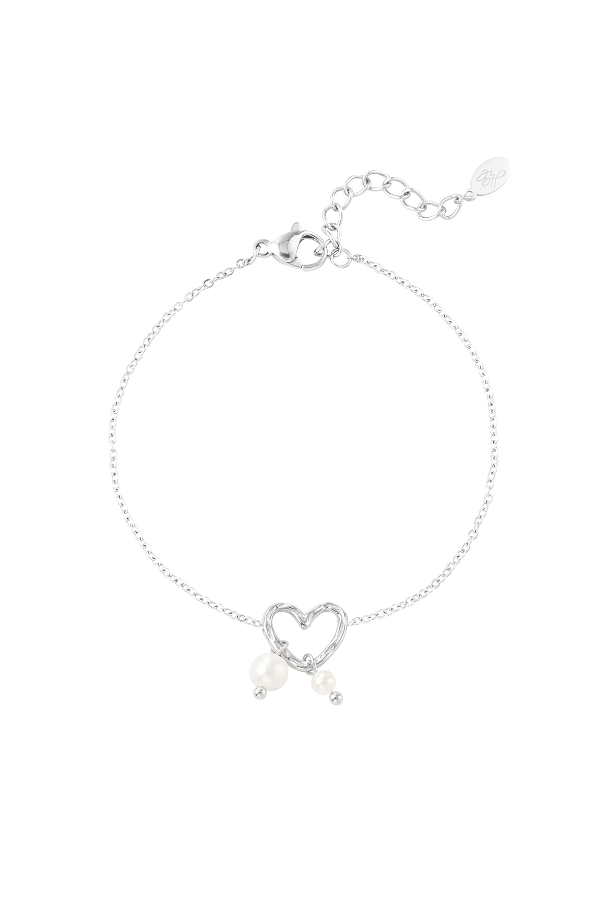 Bracelet pearl heart - silver