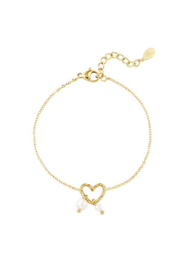 Bracelet pearl heart - gold
