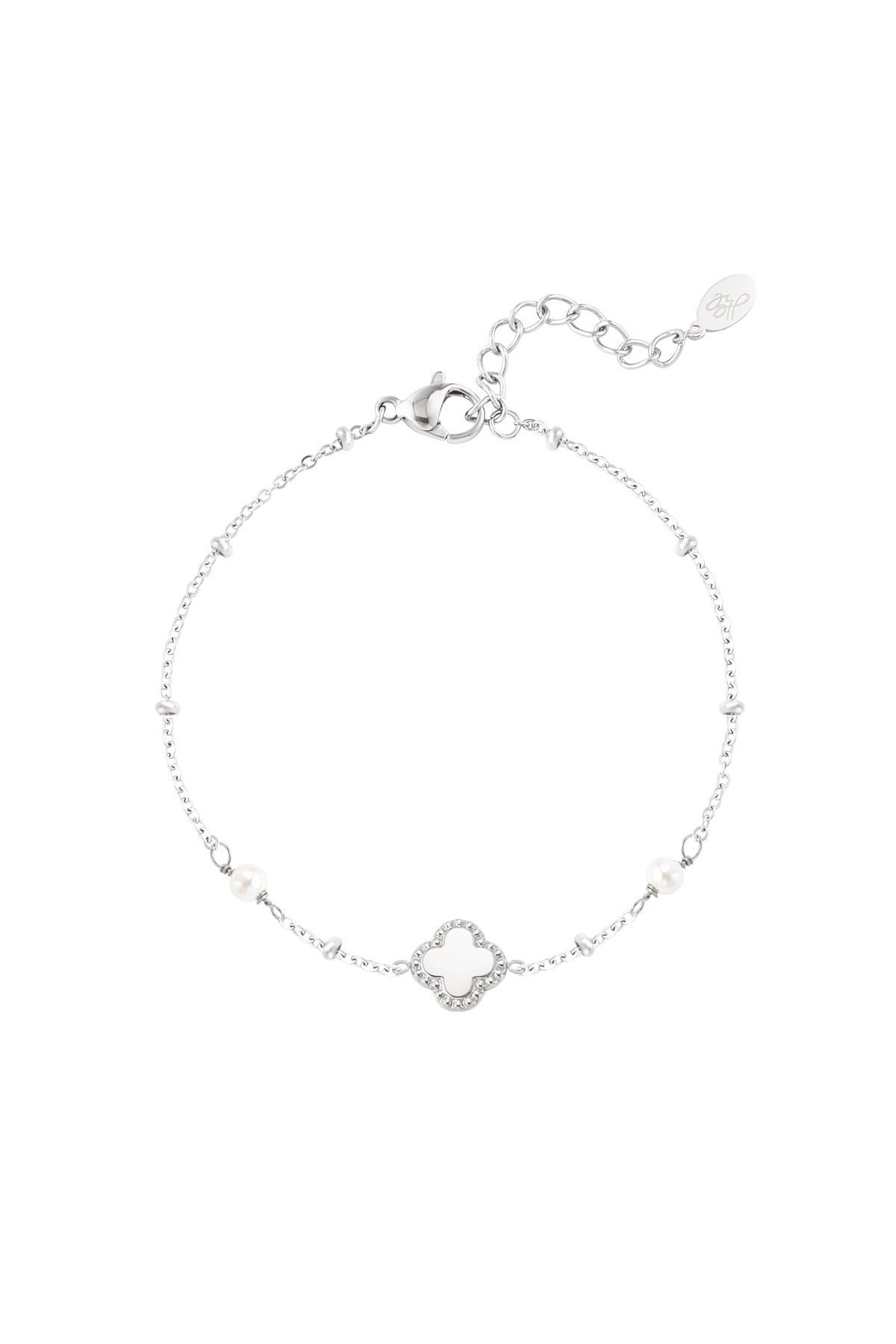 Bracciale trifoglio con perle - argento h5 