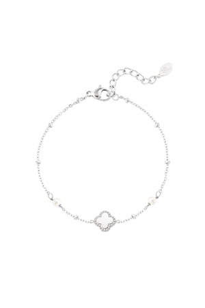 Bracelet clover with pearls - silver h5 
