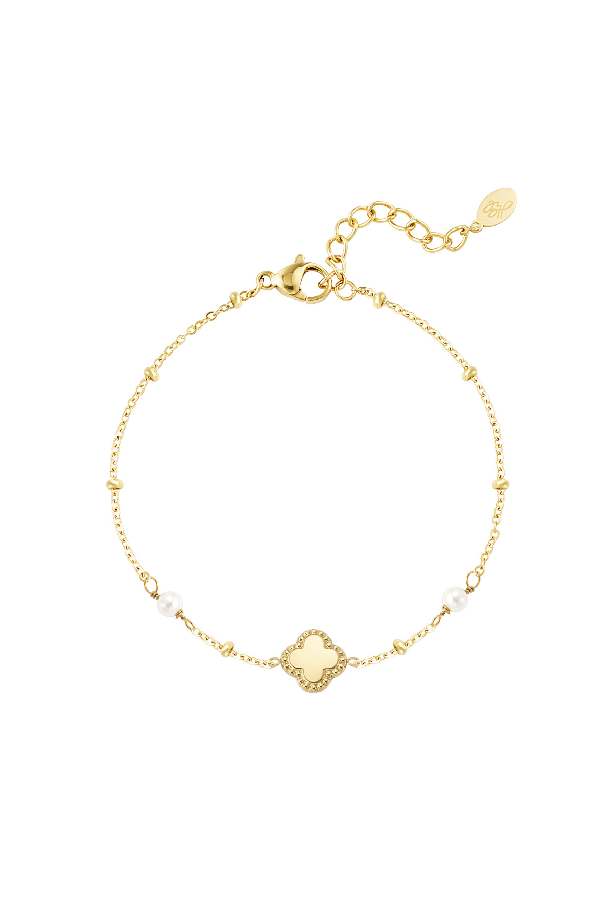 Armband Kleeblatt mit Perlen - Gold