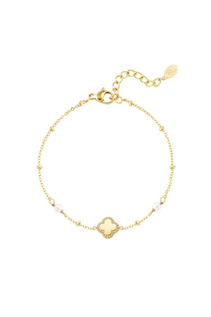 Bracelet trèfle avec perles - doré h5 