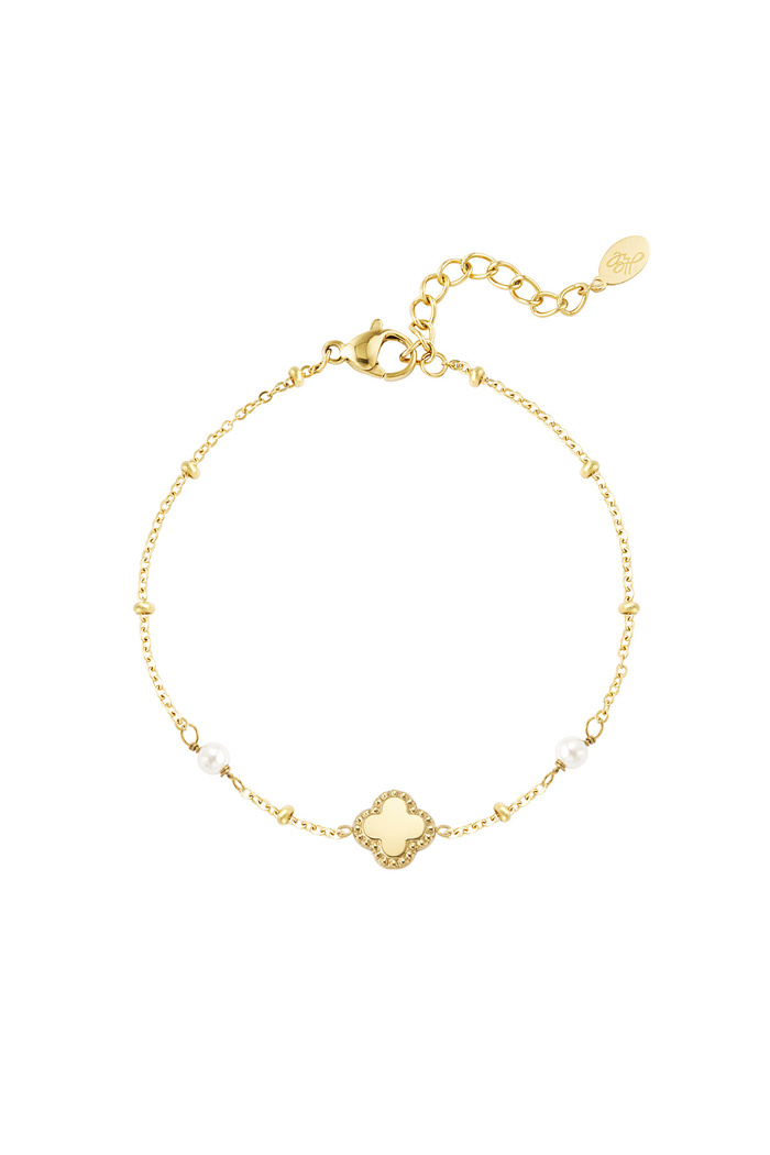 Bracelet trèfle avec perles - doré 