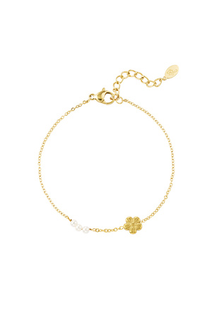 Bracelet fleur avec perles - doré h5 