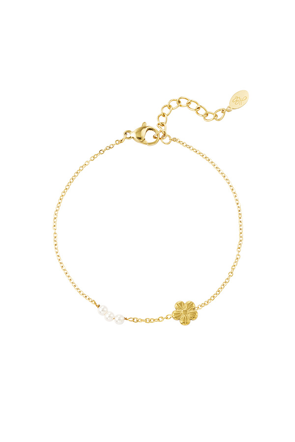 Bracelet flower with pearls - gold