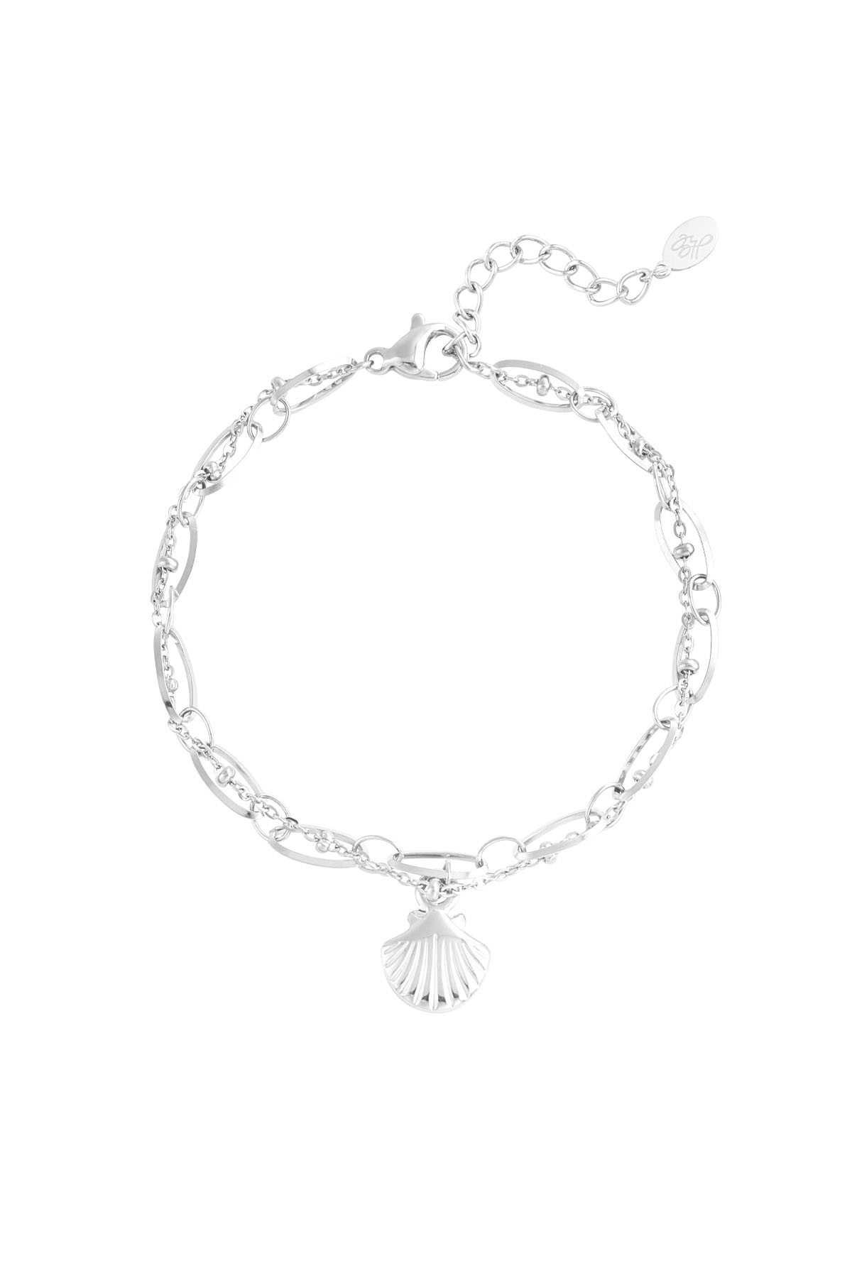 Beach vibe bracelet with shell charm - silver