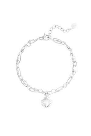 Beach vibe bracelet with shell charm - silver h5 