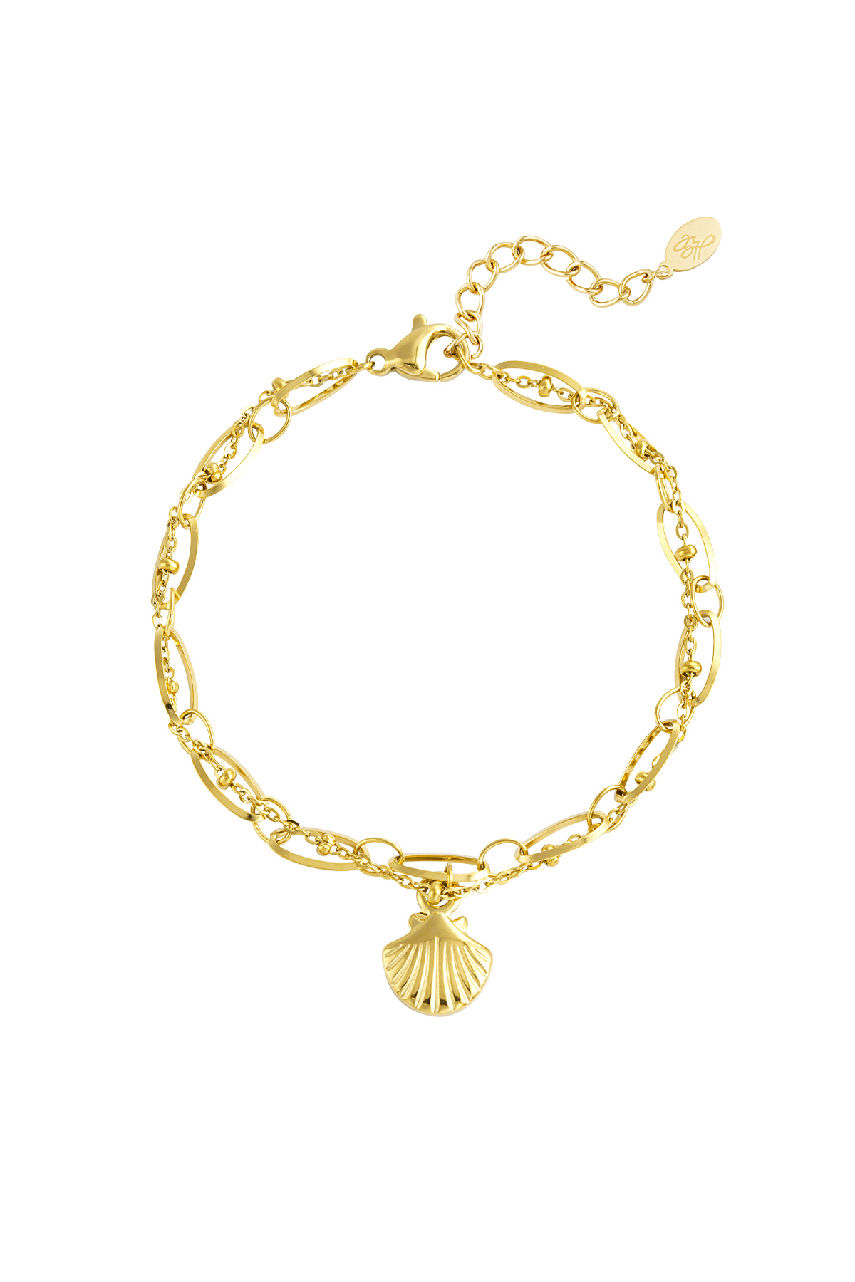 Bracelet ambiance plage avec breloque coquillage - or 