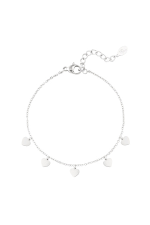 Simple bracelet with heart-shaped pendants - silver h5 